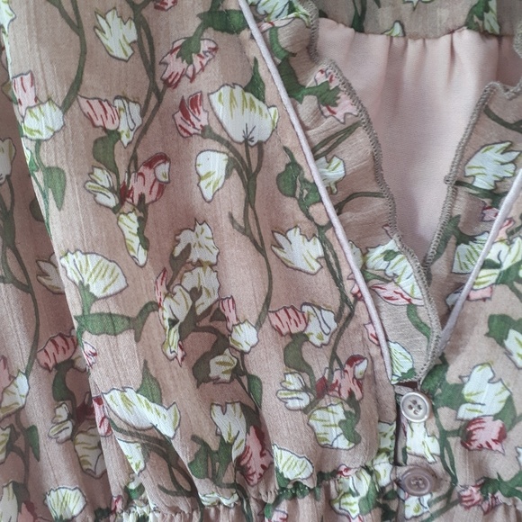 Papillon Pink Sweet Pea Print Dress Sz L - Picture 3 of 8